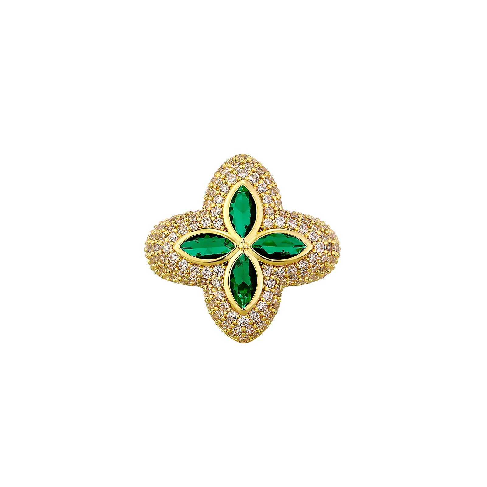 Moissanite Green Full Iced Out Ring For Wedding And Engagement_voghion.com
