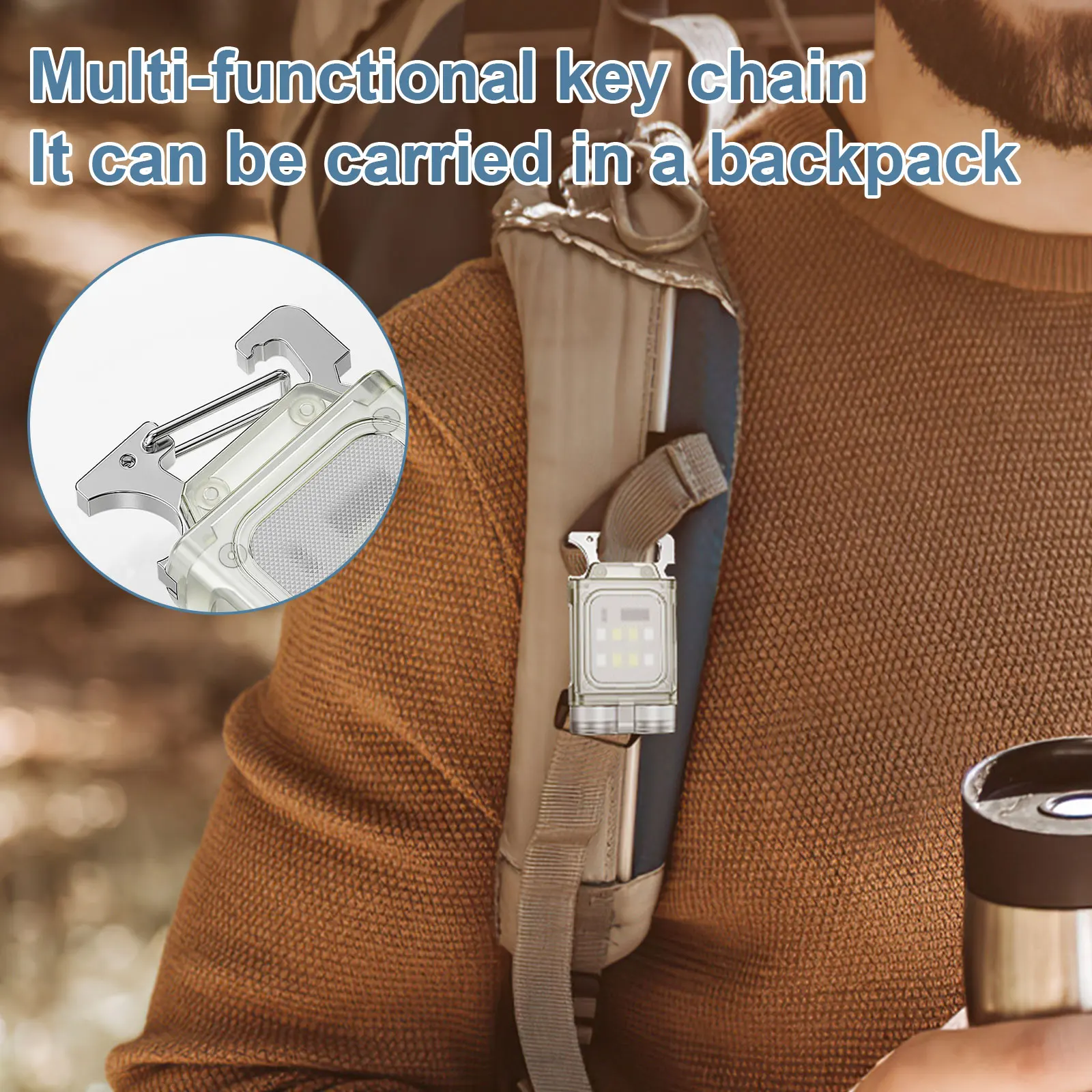 Mini Portable Design Transparent LED Rechargeable Keychain Light With Clip and Magnet Small Pocket With Power Display Work Light