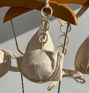 Private Label Custom Brazilian Underwire Plus Size Luxury Bikini Set for Women Jewelry-Solid Color Spandex/Nylon Material