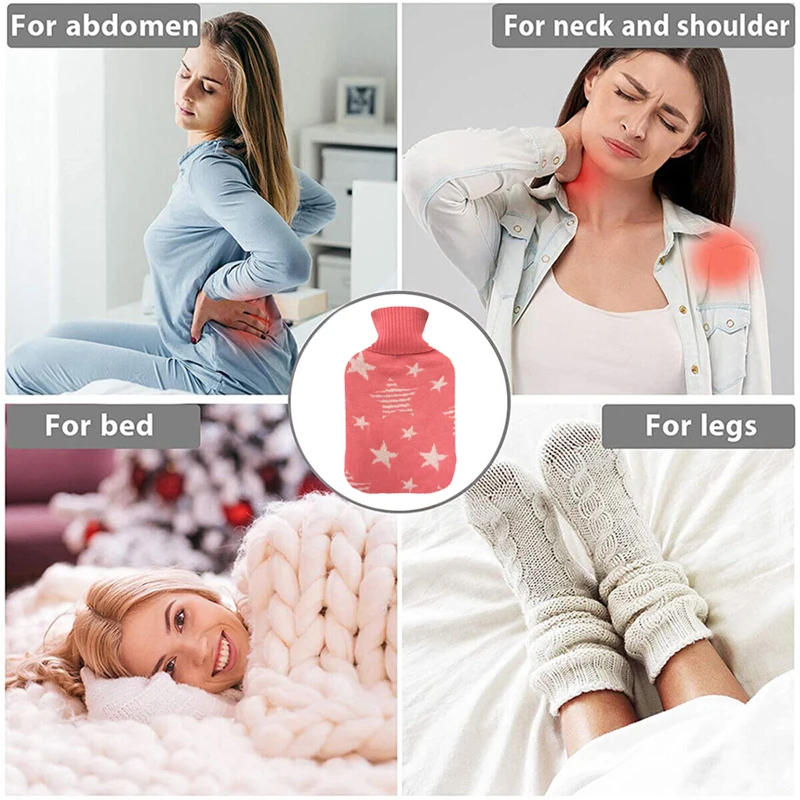 custom logo hot water bag 2000ml hand warmer wholesale reusable hot water bottle knitted cover for painful periods