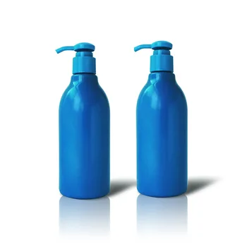 High quality cosmetic pet blue plastic blue pet bottle for shampoo packaging