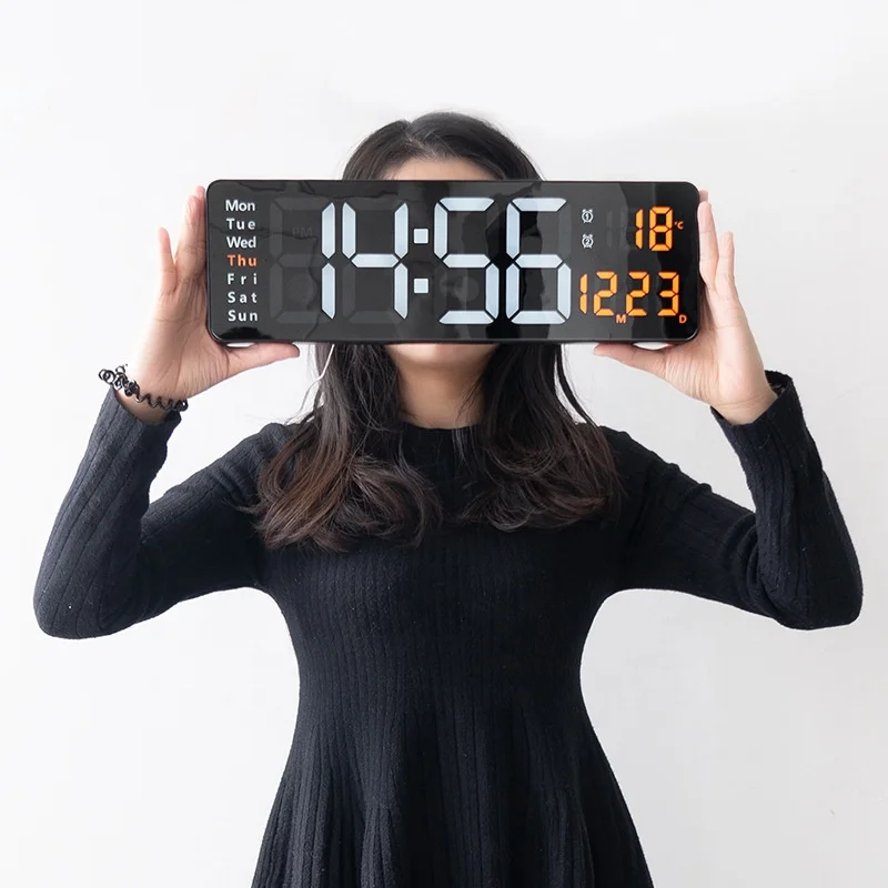 Multi-function Modern Home Living Room Office Deco Reloj De Pared Digital Table Desk Clocks LED Large Screen Clock Wall