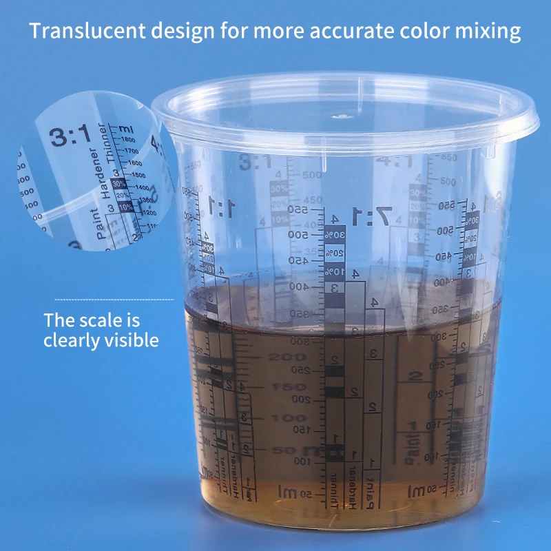 Factory Direct 385cc 680cc 1370cc 2250cc Graduated Paint Mixing Cups Have Calibrated Mixing Ratios on Side of Cup