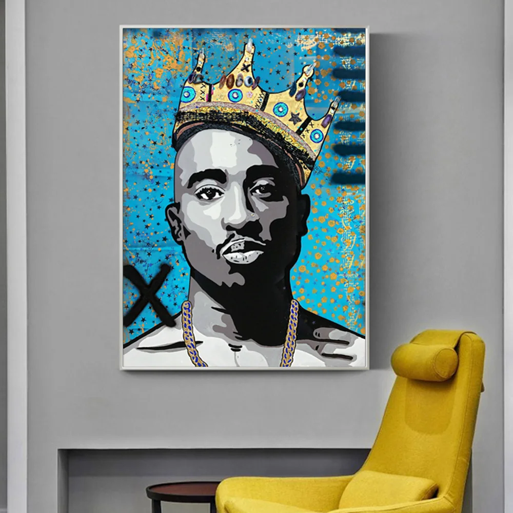 絵画 2pac 落書きの肖像とトゥパックキャンバス絵画ポスターやプリント2Pac