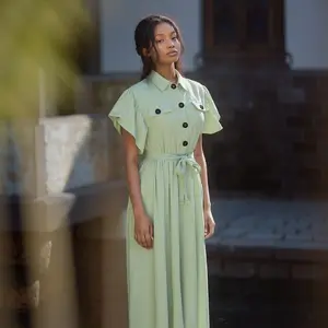 Wholesale Summer New Women Commuter Fashion Temperament Belt Decorative Short Sleeve Dress