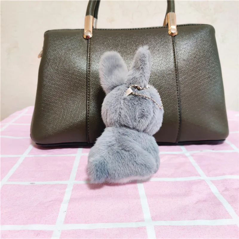 10cm Cute Keychains Simulation Short-haired Rabbit Plush Doll Pendant ...