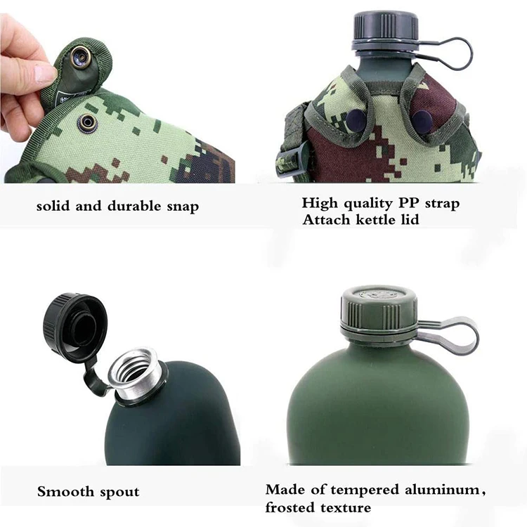 Gearland Canteen Stainless Steel Water Bottle with Nested Camping Cup and  Lid for Bug Out Bag, Bushcraft Gear, Metal Canteen with a Wide Mouth Water