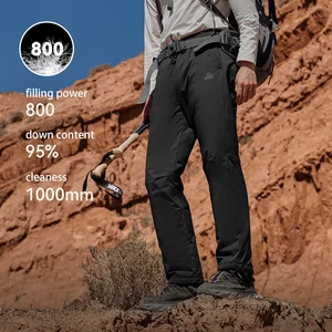 Pelliot Men's Casual Mid Waist Winter Outdoor Down Pants New 800 Fill Power 95% Goose Warm & Windproof Lightweight for Hiking