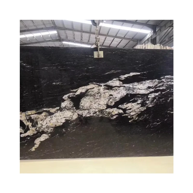 Natural Luxury Black Granite Slabs With White Veins for Countertop and Wall Cladding White Black Quartziter Slabs
