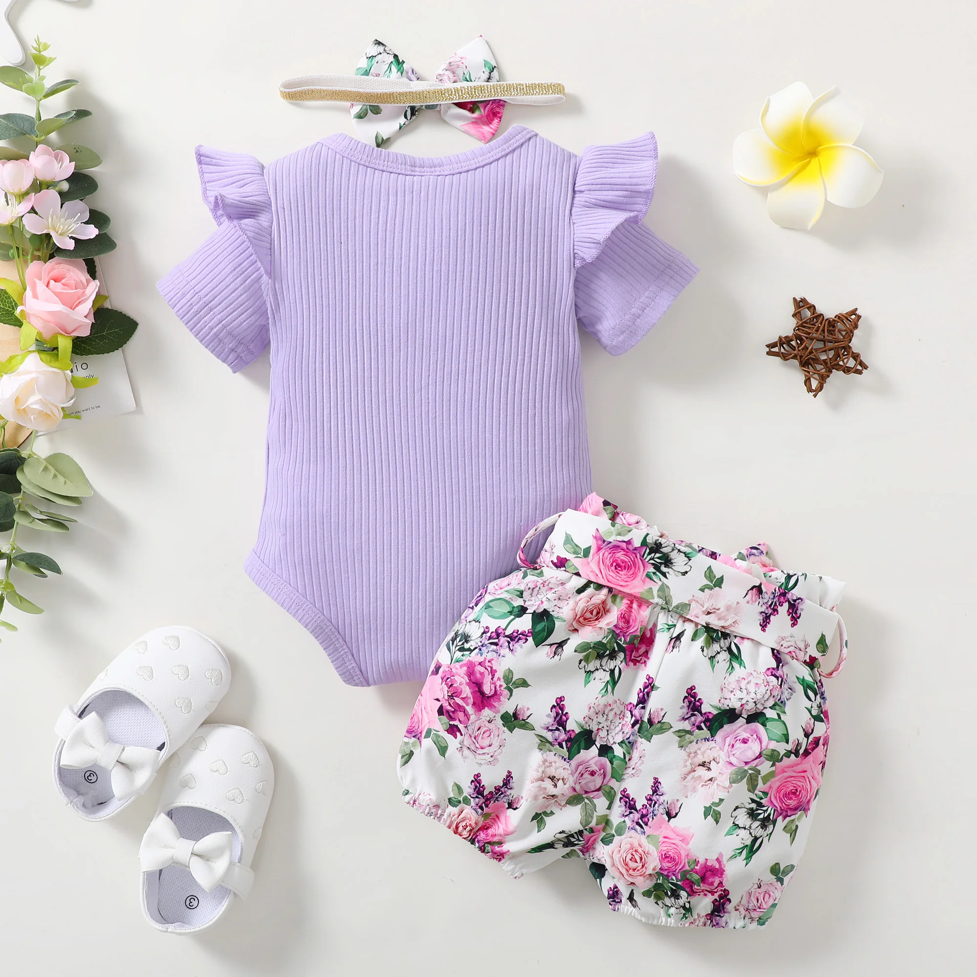 Newborn Baby Girl Clothes Romper Shorts Set Baby Girl Newborn Outfits
