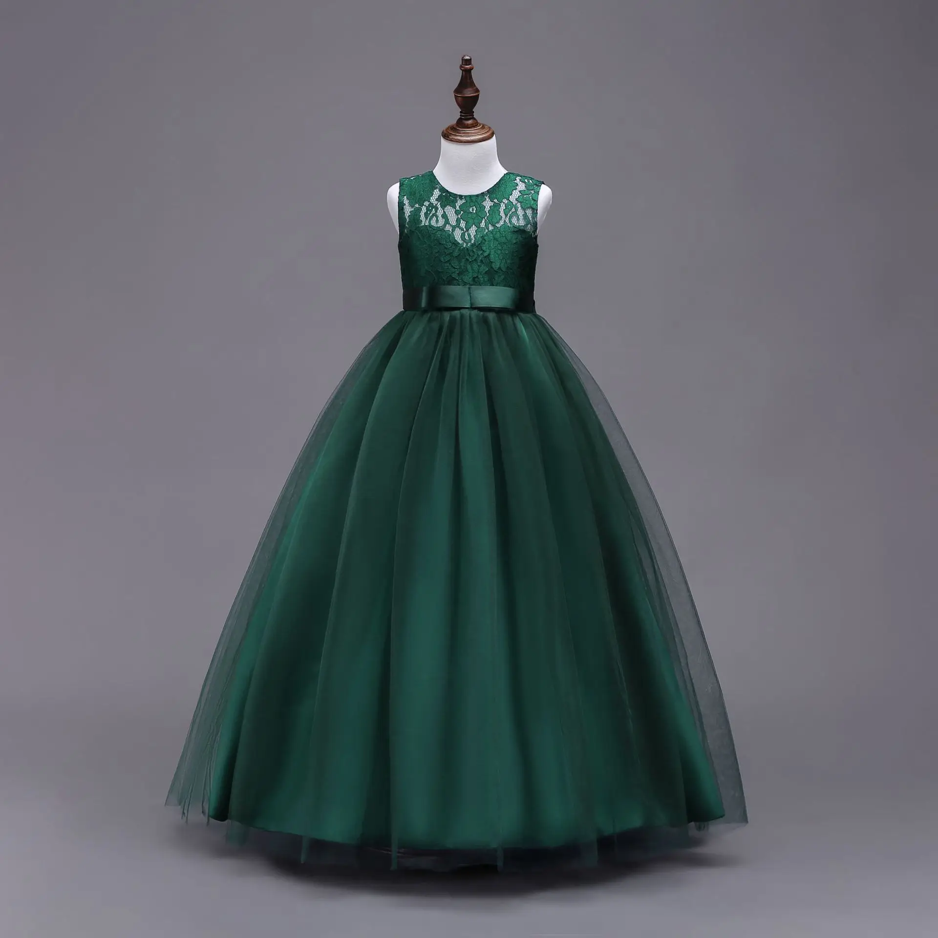 4-15 Years Kids Dress Flower Long Lace Elegant Teenagers Ball Gowns Dresses Girl Party Evening Bridesmaid Princess Clothing 5