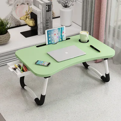 60X40CM Folding Computer Desk With Drawers Bed Folding Desk USB Multifunctional Folding Computer Desk