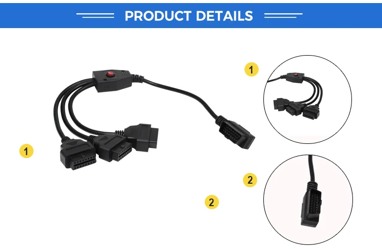 product custom 16pin obd2 obd j1962 male to female 1 to 3 16 pin splitter cable for code readers-3