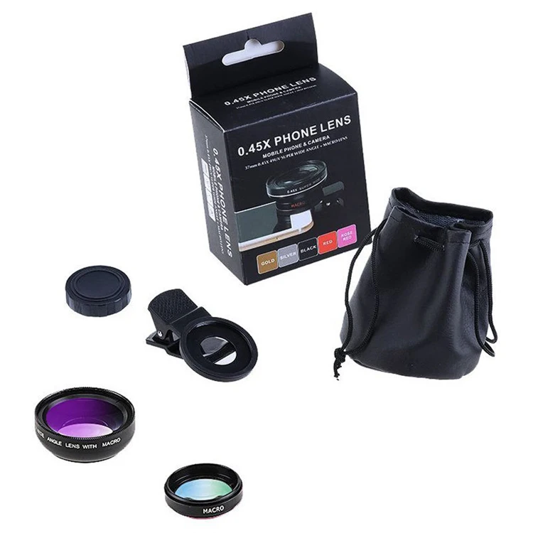 Kit 2 En 1 Objectif Téléphone Portable - Macro 15X + Grand Angle 0.45X - Clip Universel