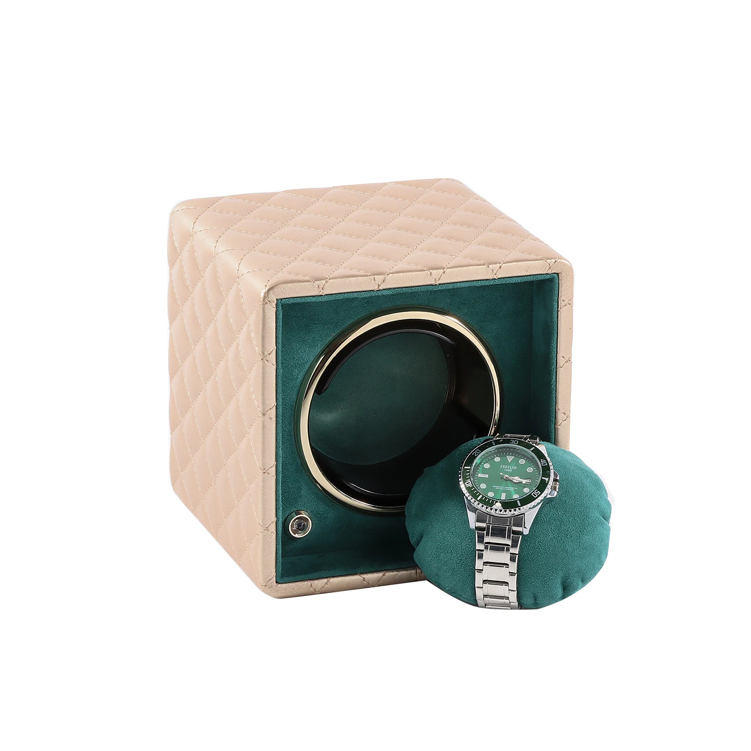 Best Golden Automatic Cover Square Leather PVC Velvet Watch Winder Box PVC Leather Case With PVC Material Wood Boxes Watches