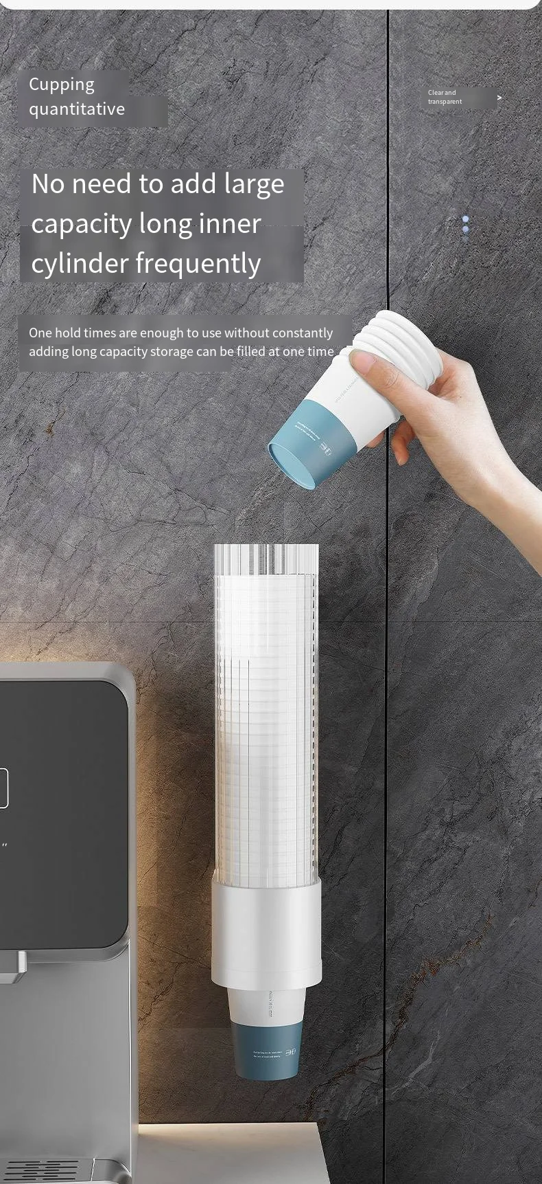 Disposable cup holder automatic cup remover Perforation-free wall-mounted dust-proof paper cup holder storage rack manufacture