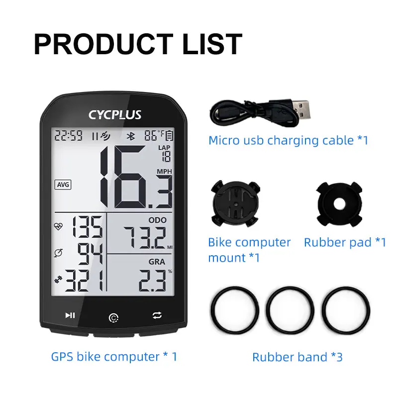Ordinateur de vélo CYCPLUS M1 GPS vélo étanche ANT sans fil avec