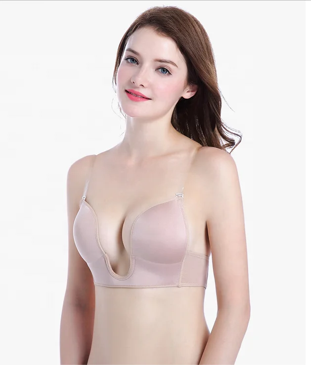 XB095 Convertible Revealling Cross Back Comfortable Plunge  Bra for Deep V Dress