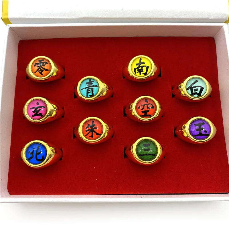 Conjunto completo de anéis Naruto Akatsuki: acessórios para cosplay