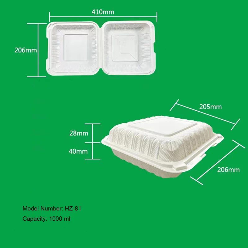 Hot Seller Clamshell Takeout 3 Compartment Plastic Biodegradable Food