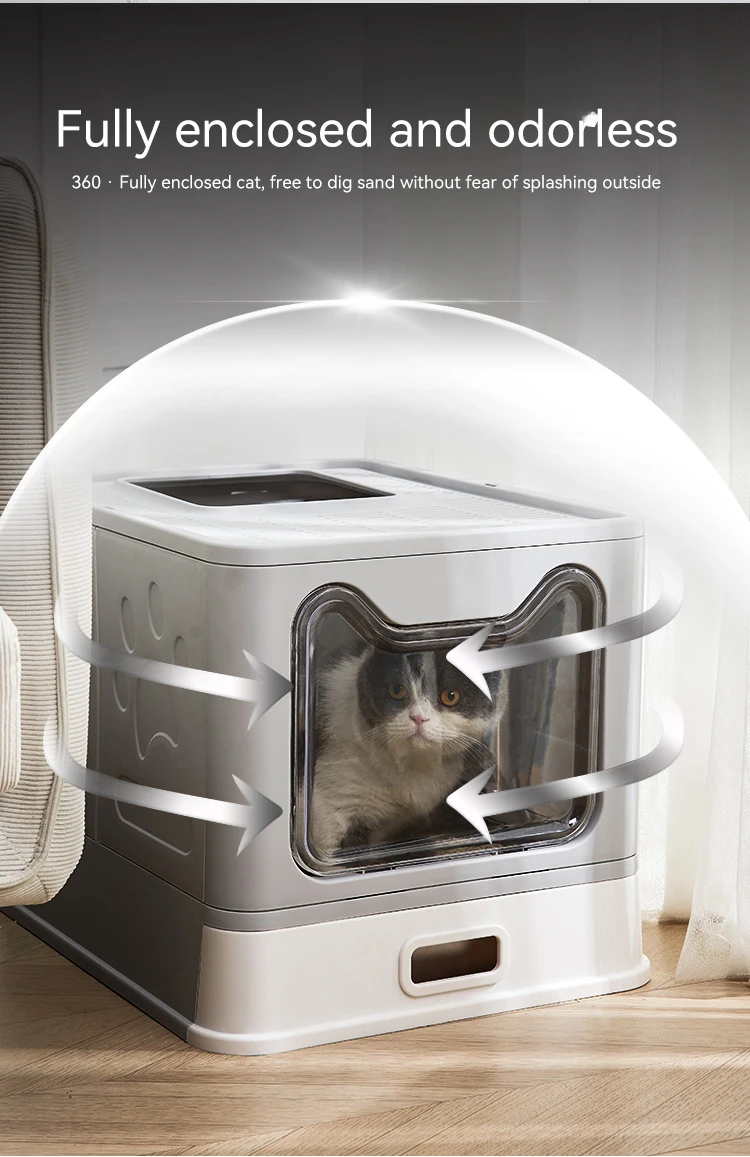 Innovative Collapsible Stainless Steel Cat Litter Box Large Cat Toilet Fully Enclosed Portable Cat Cleaning Supplies supplier