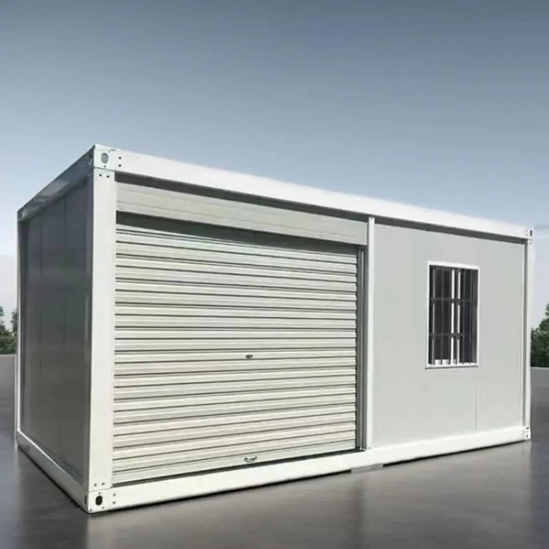 20ft Steel Prefab Metal Car Garage Detachable Flat Pack Modular Garage Container with Roller Door Portable Garage
