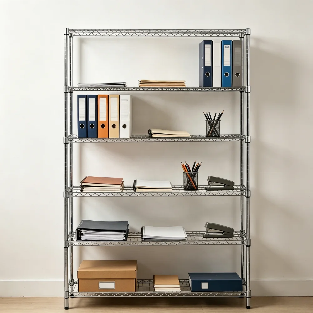 Modern Rack 6 Tiers Heavy Duty Iron Steel Metal Metro Office Garage NSF Wide Chrome Wire Shelving