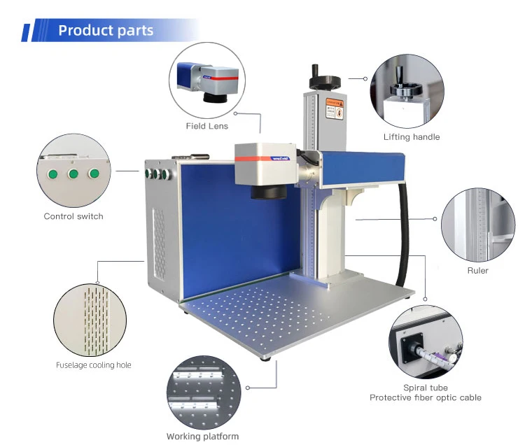 20W 30W JPT MOPA Fiber Laser Marking Machine on Metal Stainless Steel Aluminum for Color Printing Air Cooling MAX Laser Source factory