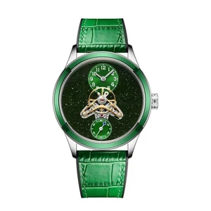 Factory Custom Brand Logo Business Luxury Skeleton Plate Men Watches with Rubber Strap Automatic Open-Heart Watch