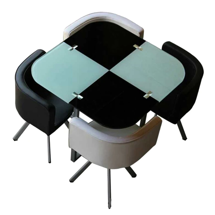 Modern Design Elegant Glass and Chrome Dining Table Chairs Set Made in China Factory