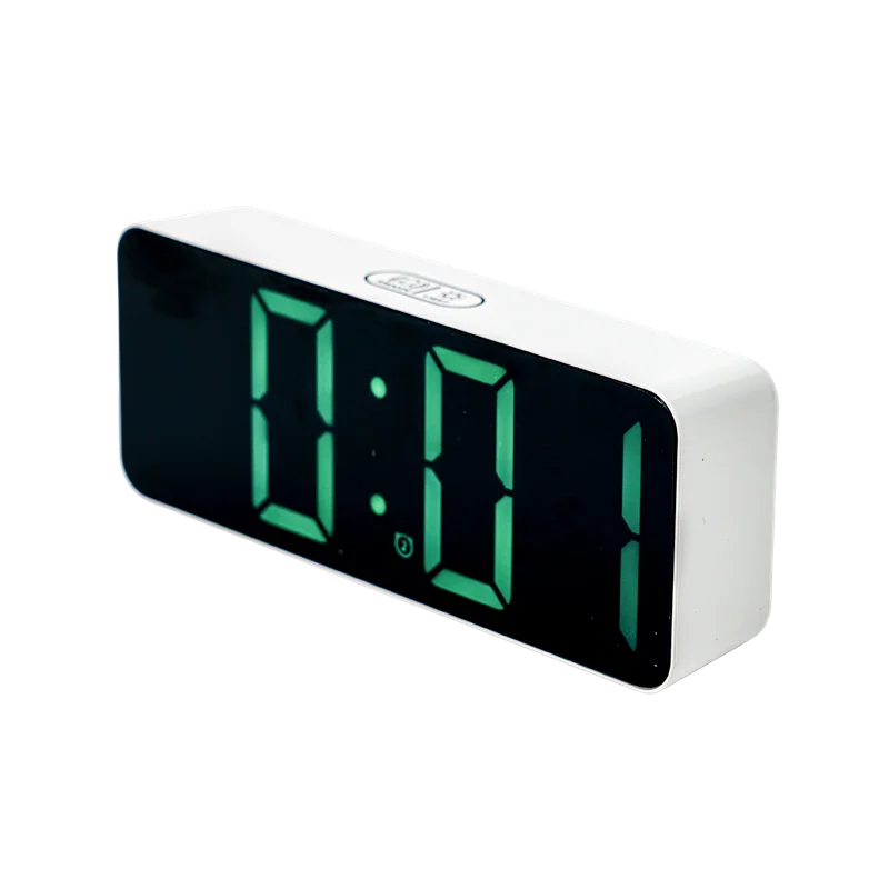 Multi-function Dual Power Electronic Big Screen White Green LED Mirror Desk Table Digital LED Alarm Clock
