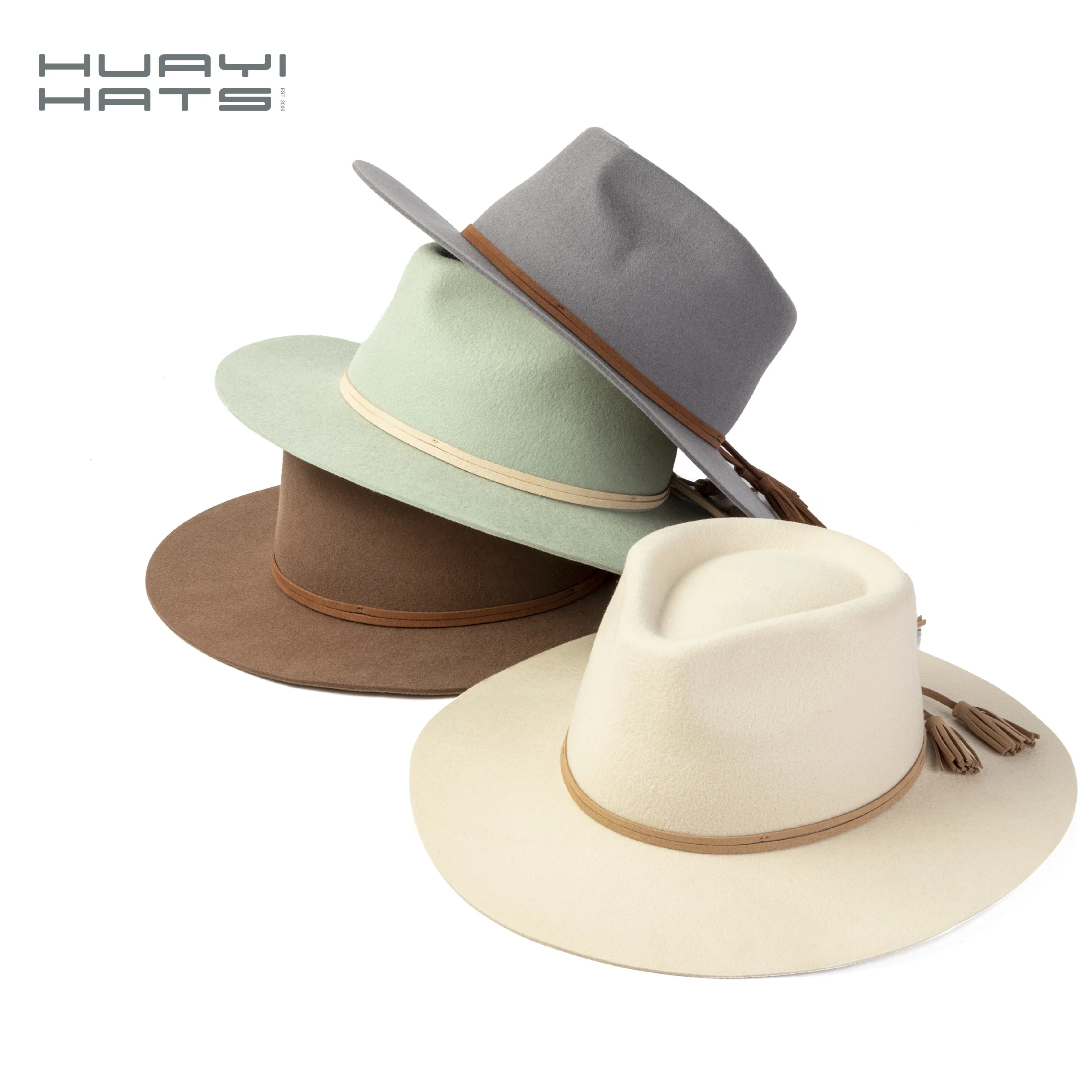 Зима 100% шерсть ткань hatbands фиолетовый цвет с эффектом потертости шляпа широкими полями для женщин фетровая шляпка шерстяная перьями