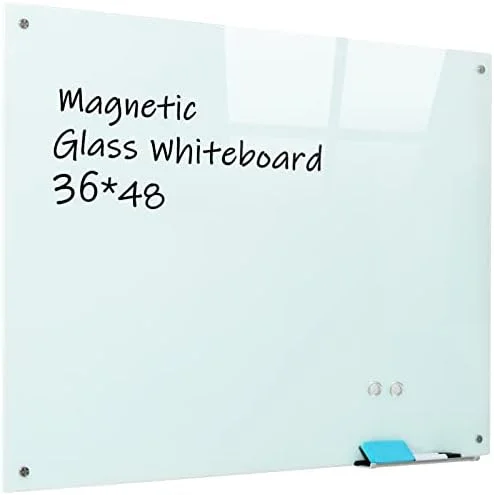 24 X 18 Inches Magnetic Glass Dry Erase Board Wall Mounted Frameless Office School Home Whiteboard Tempered