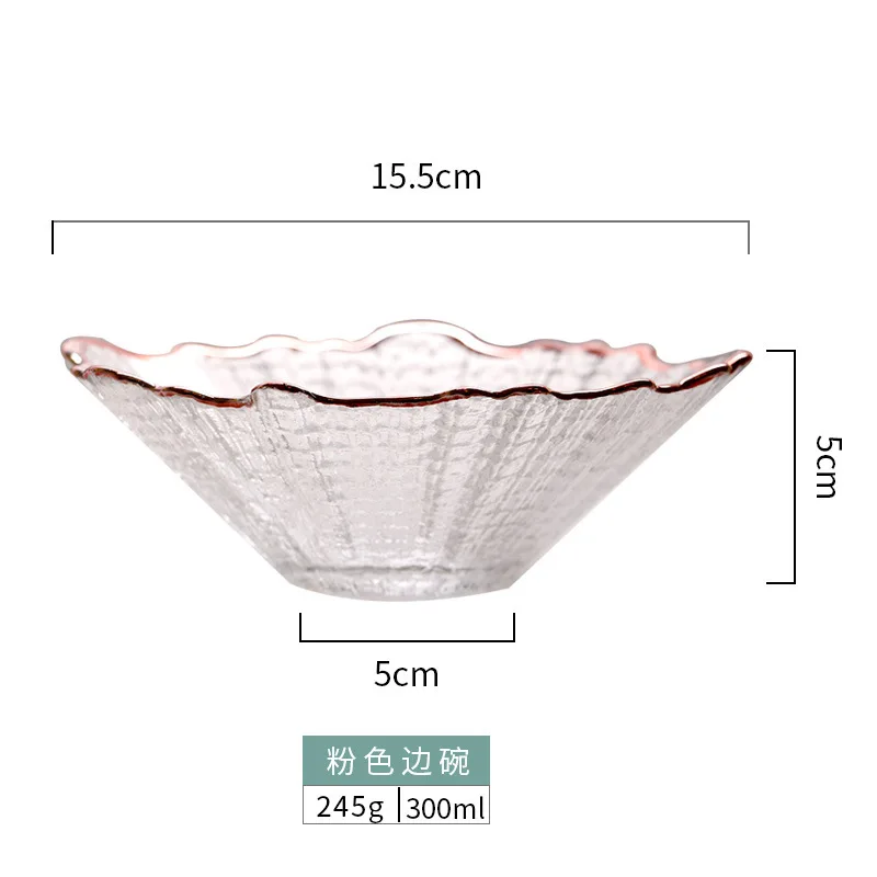 Hammered Irregular Glass Tableware Vegetable Fruit Salad Dessert Household Soup Plate