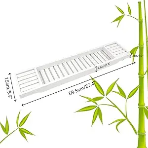 product white bamboo bathtub storage box tray bathroom sets with bathtub tablet stand modern rack for bath accessories-10