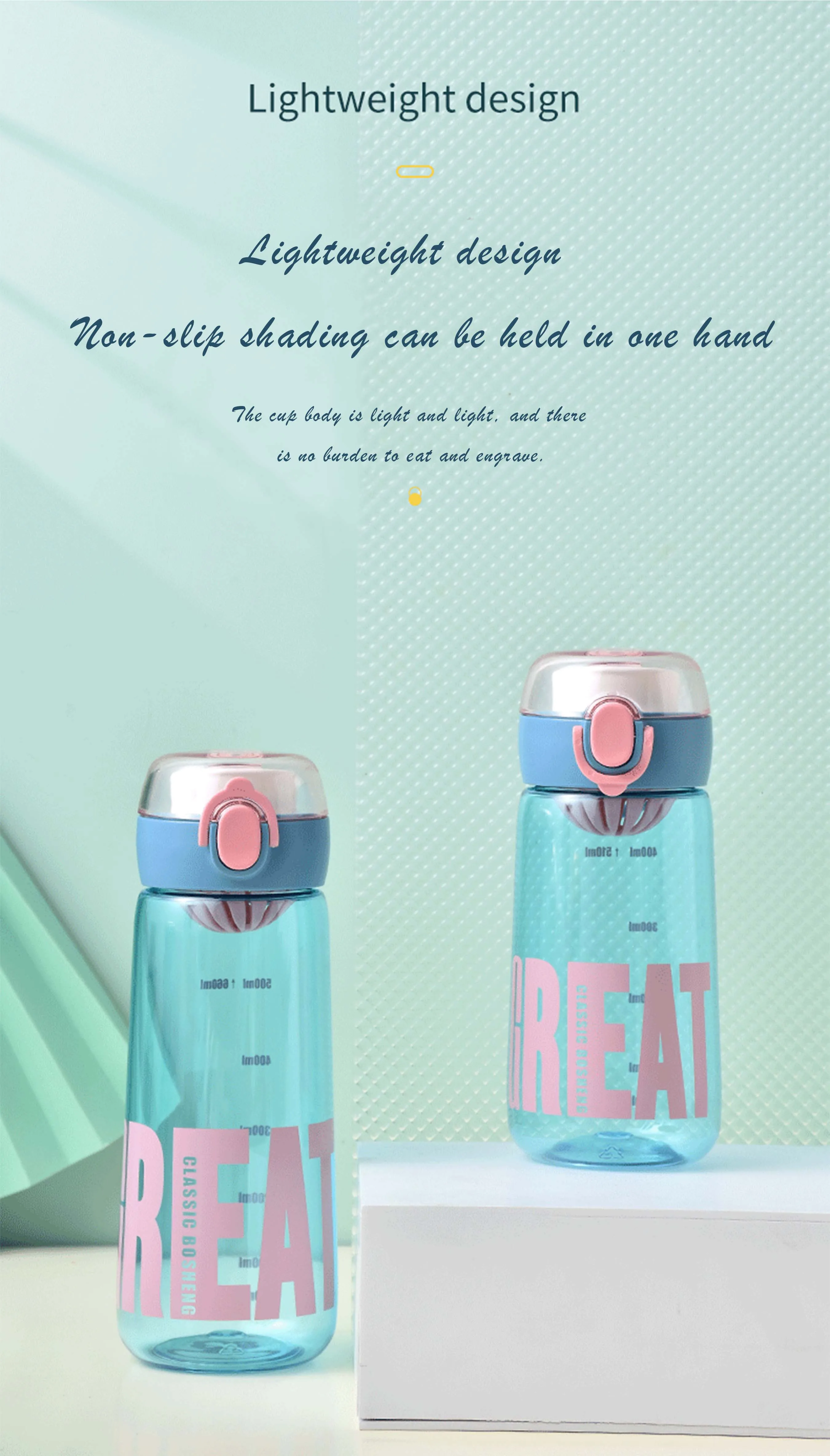 High-Temperature Resistance Portable Plastic Water Bottle Large Capacity Direct Drinking for Students Children Adults Gym Travel