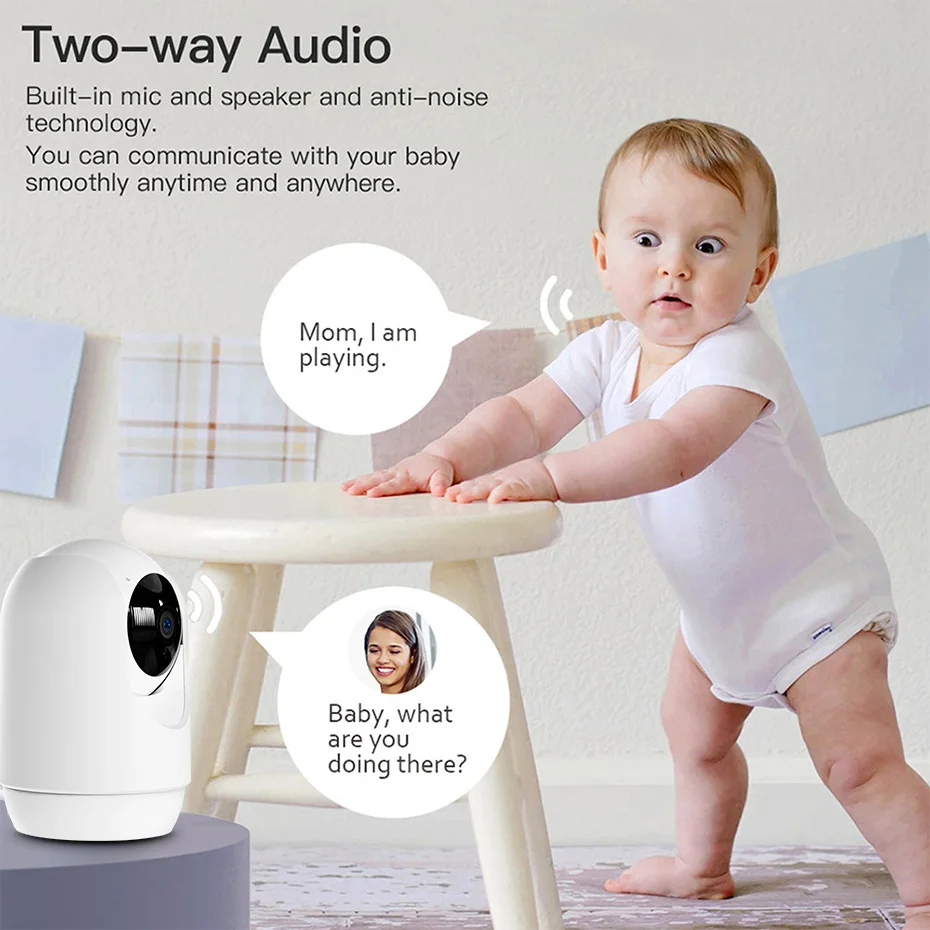 KERUI Wifi Baby Monitor Camera Temperature & Alarm 3MP Baby Monitor Two-way Audio Baby Camera Security Crying Detection PTZ