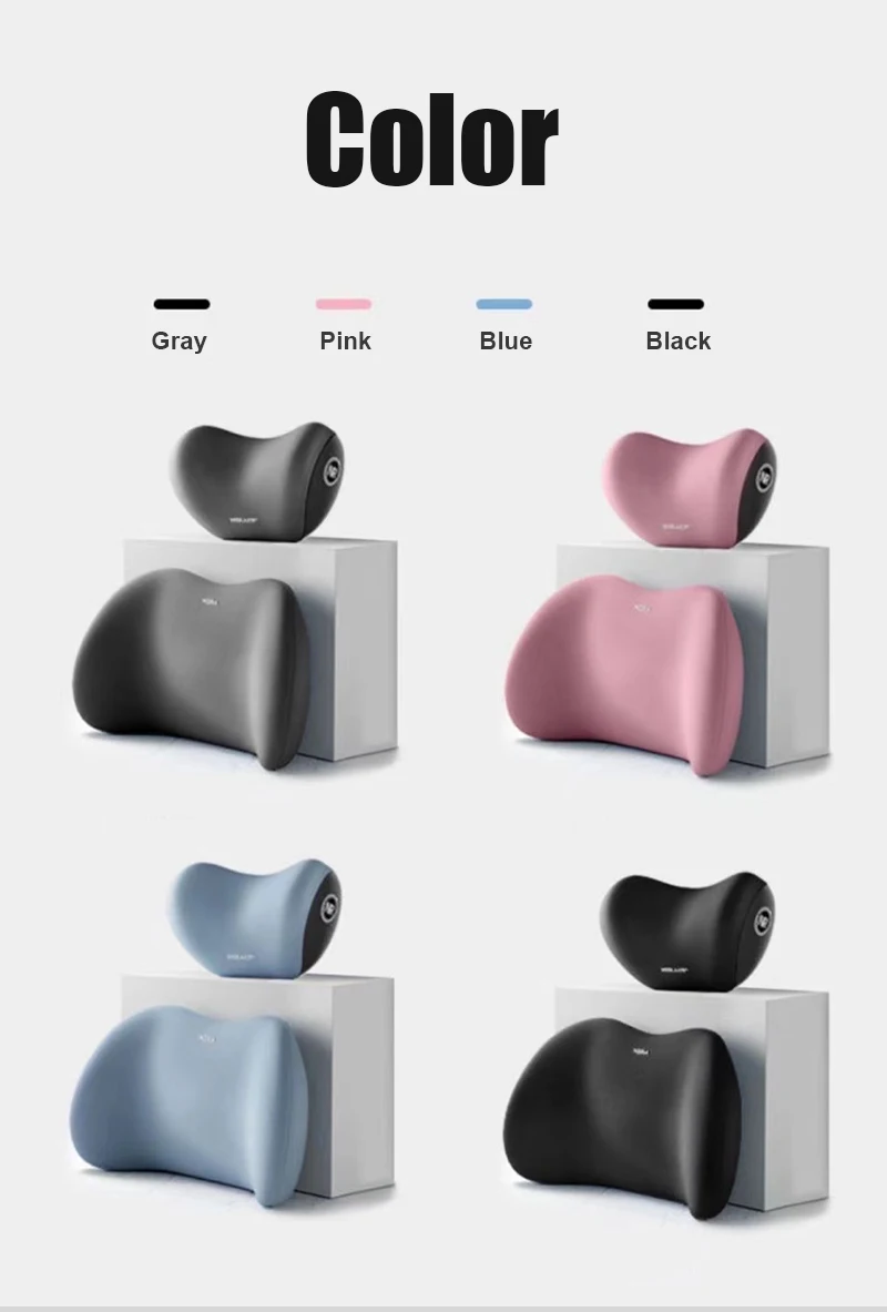 1 Set Car Neck Headrest Pillow Rest Head Support Memory Travel Guard Universal Car Supplies(one Neck Cushion One Lumbar Support)