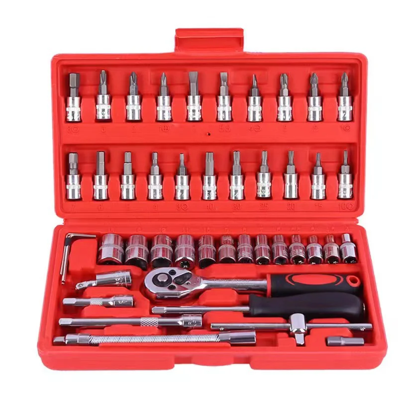 Combination Toolbox Wrench Set Repair Tools 46pcs Hand Tool Socket Set
