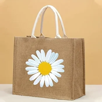Wholesale Eco Friendly PE Lamination Burlap Grocery Foldable Reusable Tote Shopping Bags Jute Bag