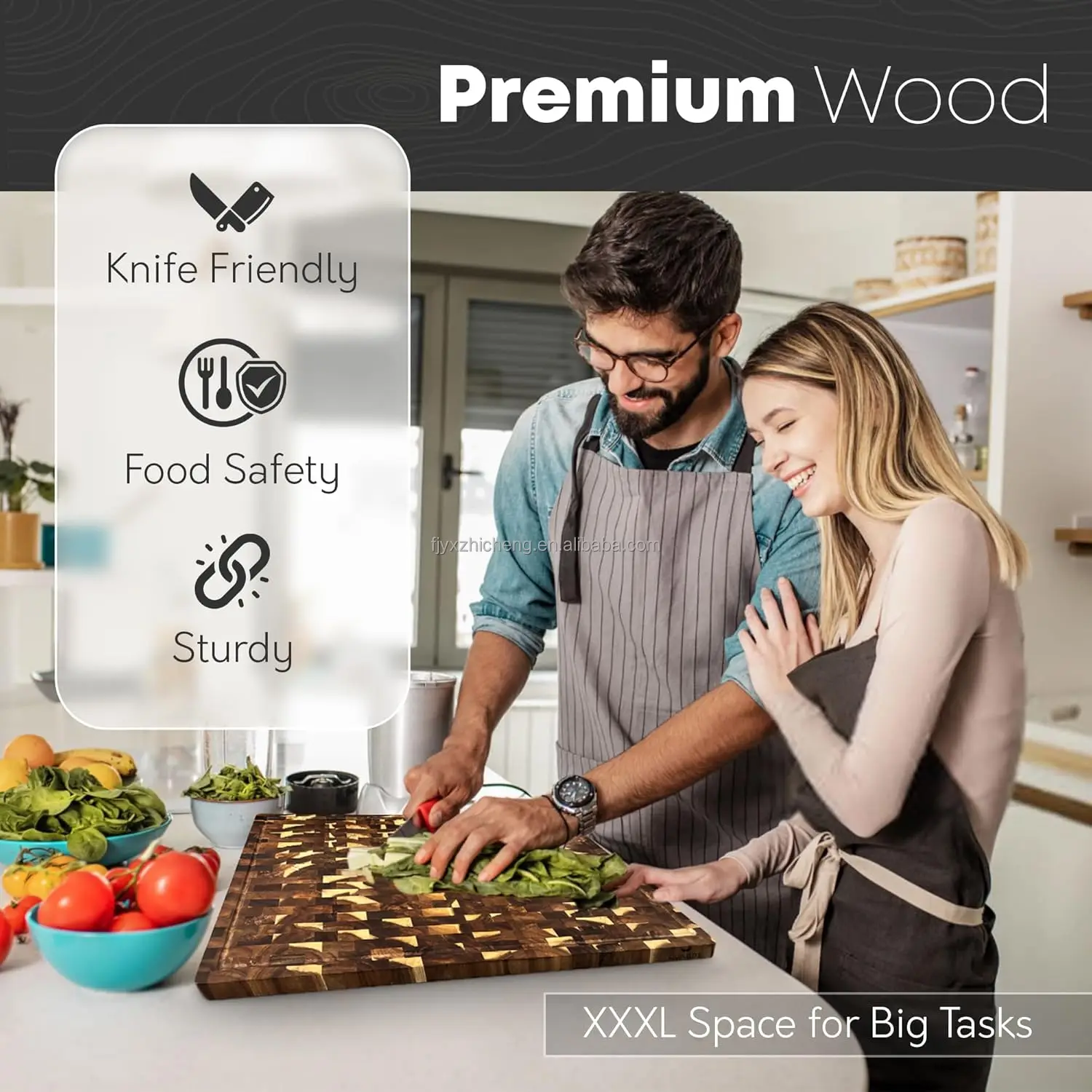 product acacia wood end grain cutting board extra large heavy duty butcher block stove cover noodle board meat chopping-6