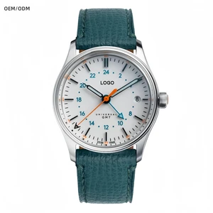 ODM Custom 38mm 316L Marine Grade Stainless Steel GMT Multi-time Zone Automatic Mechanical Watch for Men with Miyota 9075