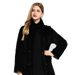 Hot Selling Knitted Rabbit Fur Coat, Fashionable Double-sided Wearable