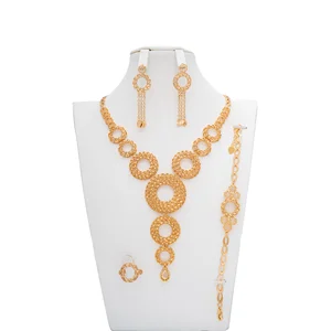 Islamic Religious Style 18K Plated Brass Jewelry Set Fashionable Wedding Accessories for Brides-Necklace and Bracelet