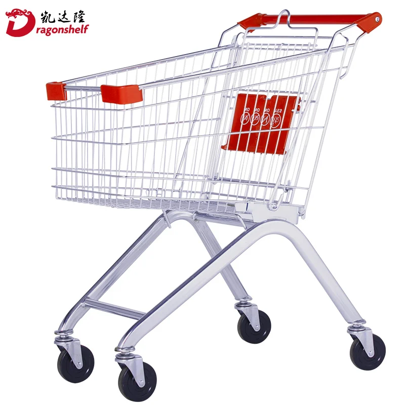 Dragonshelf supermarket trolleys shopping unfolding cart with 4 wheels for stores