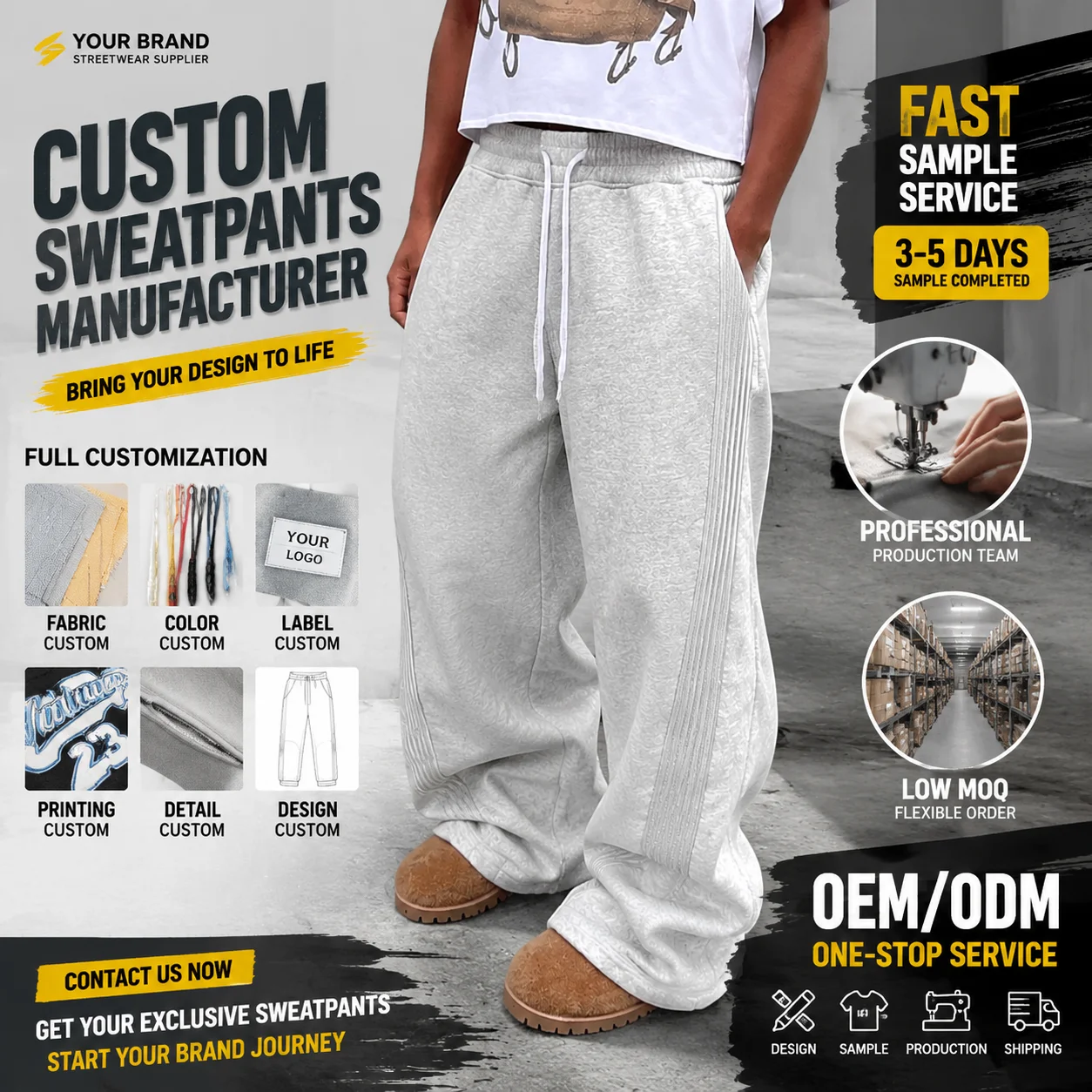 Streetwear Men Hip Hop Baggy Oversized Double Waist Drawstring Striped Casual Jogger Track Pants Sweatpants