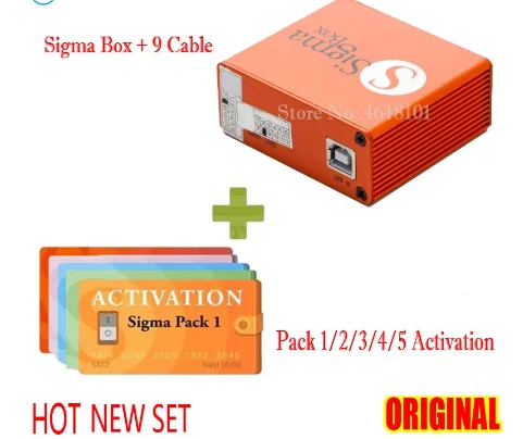 2022 New Sigma Box Original Sigma box with 9 Cable with Activation Pack1+Pack2+Pack3 + Pack4 +Pack5 new update