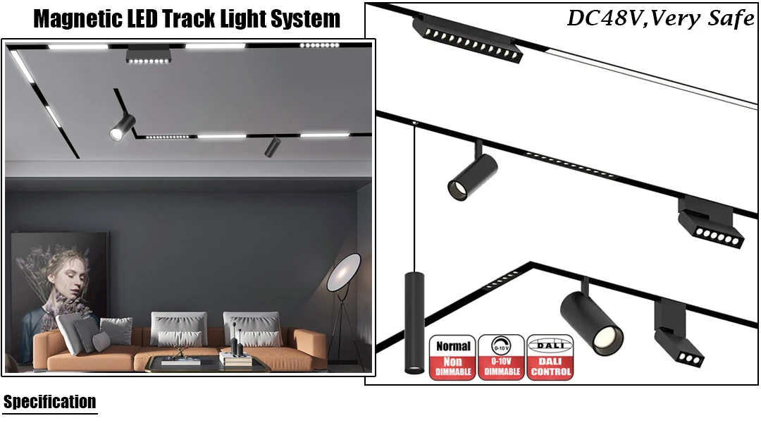 Track Light Accessories 20Type Modern Magnetic Track Strip Design LED Lamp Magnetic Rail Ceiling System Indoor Track Light