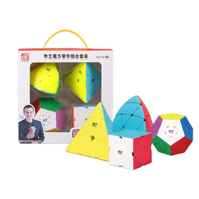 Qiyi Mastermorphix Triangle XieZhuan Megamin Stickerless Magic Speed Cube Set Packing Gift Educational Toys for Kids