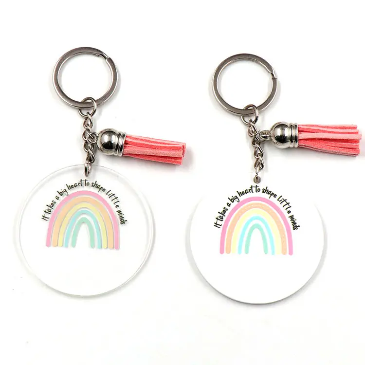 KHS222KH1145 Customized New Arrival It Takes A Big Heart To Shape Little Minds Teacher's Day Gift White Acrylic Keychain